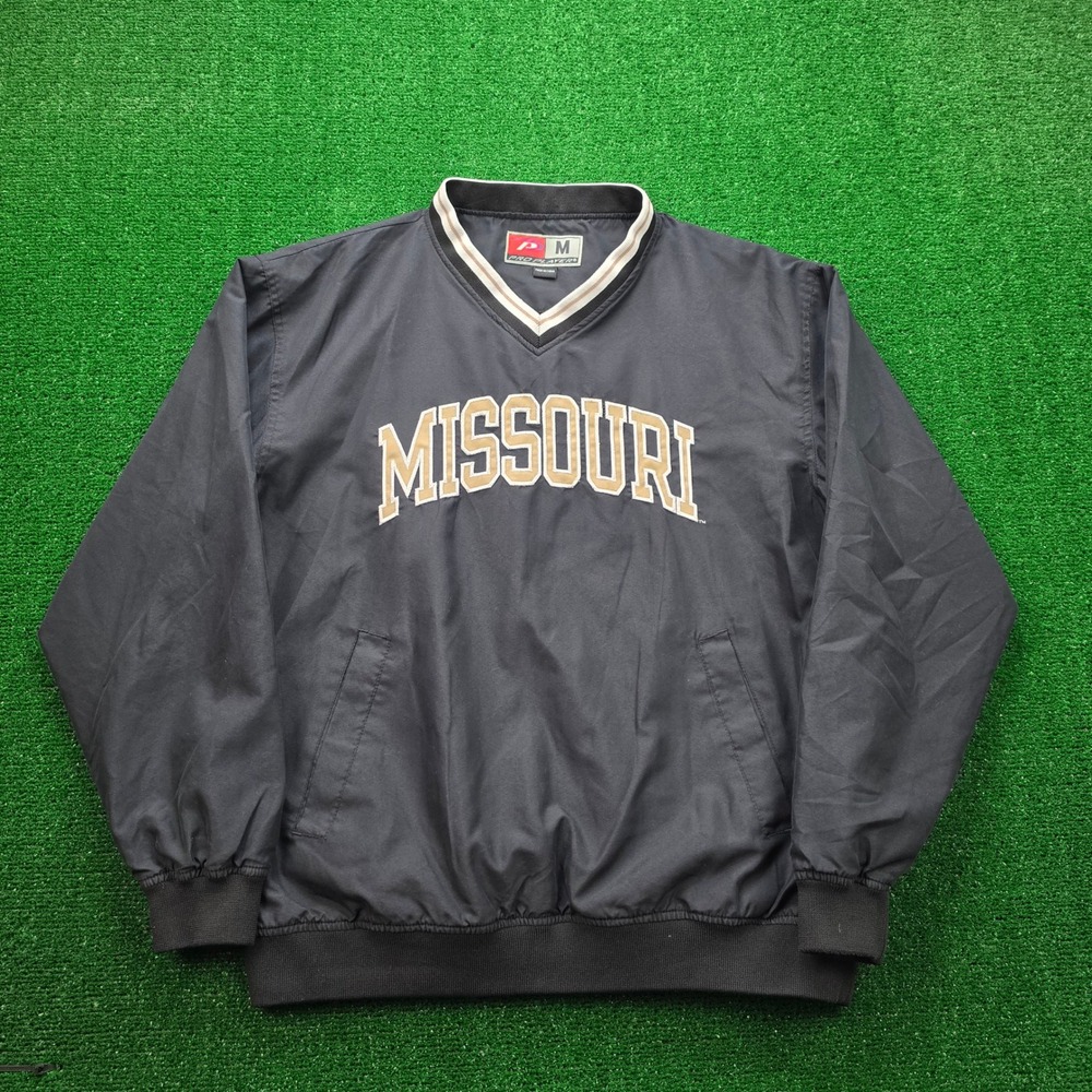 Vintage Missouri Tigers Pro Player Windbreaker Jacket Mens Medium V-Neck NCAA